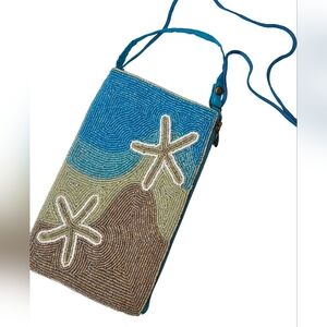 [Bamboo Trading Company] Beaded Starfish Crossbody Cell Phone Bag